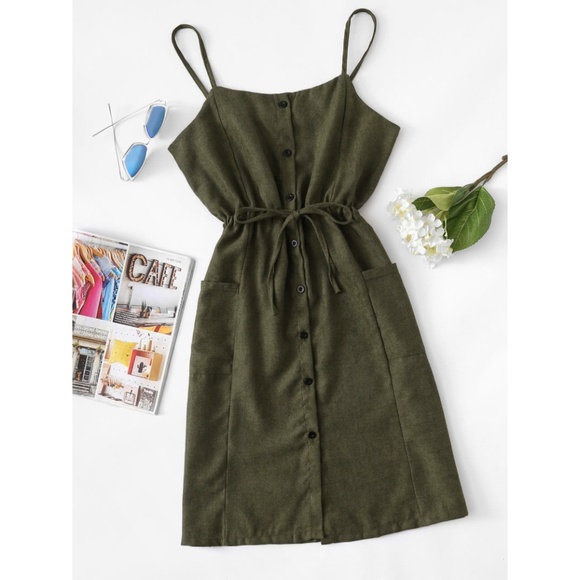 Romwe Dresses & Skirts - Drawstring Waist Pocket Side Dress